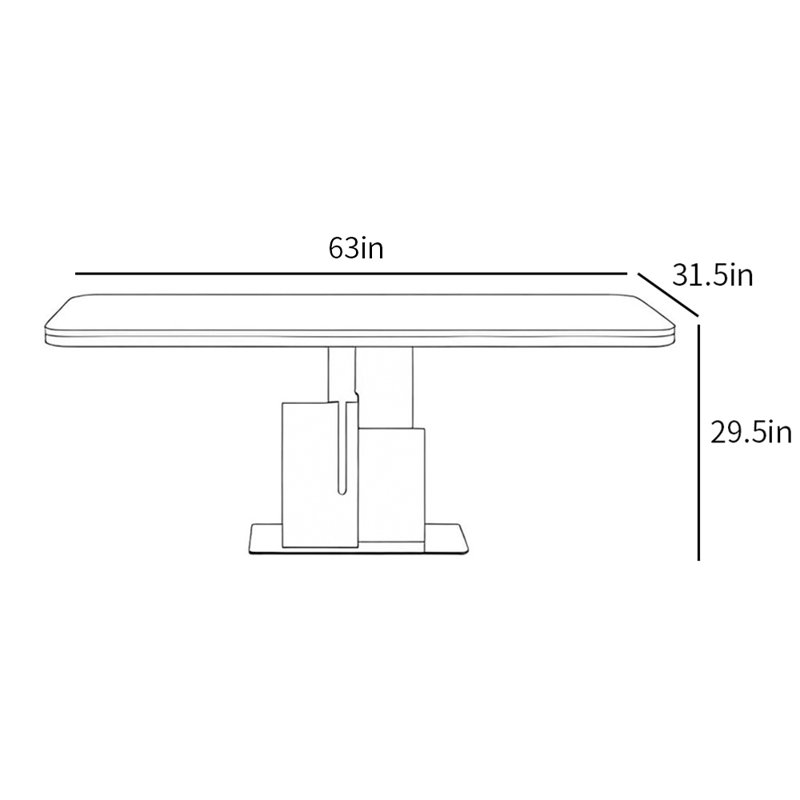 Modern light luxury rectangular dining table, 29.5"H x 63"L x 31.5"W