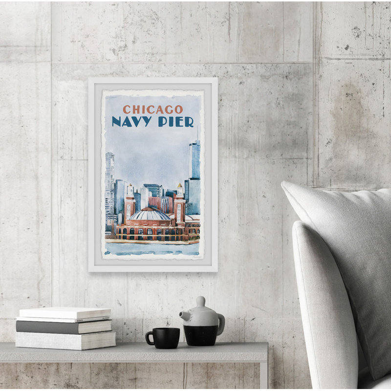 Chicago Navy Pier - Cadre photo, reproduction d'art sur papier, H 18 po x l 12 po x 1,5 po