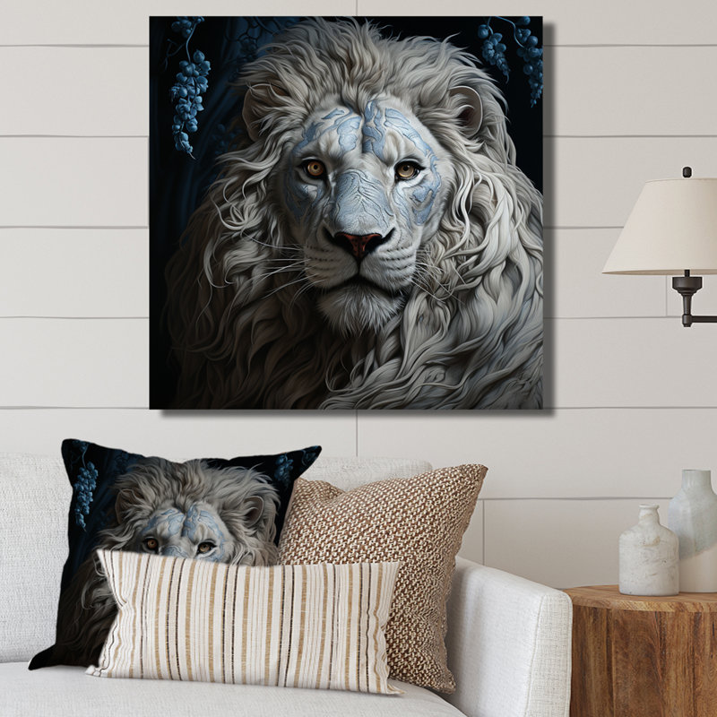 Décoration murale gris lion luminescent, H 30 po x l 30 po x P 1,5 po, Toile tendue