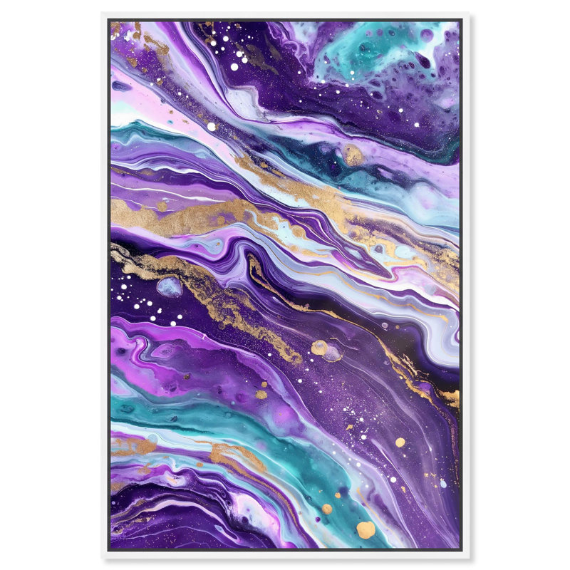 Art mural Infinite Space Geode par Art Remedy, H 37 po x l 25 po, Cadre blanc