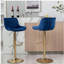 Repose-pieds chromé et base réglable en velours mécanique à hauteur réglable + tabouret de bar simple à pieds dorés, ensemble de 2