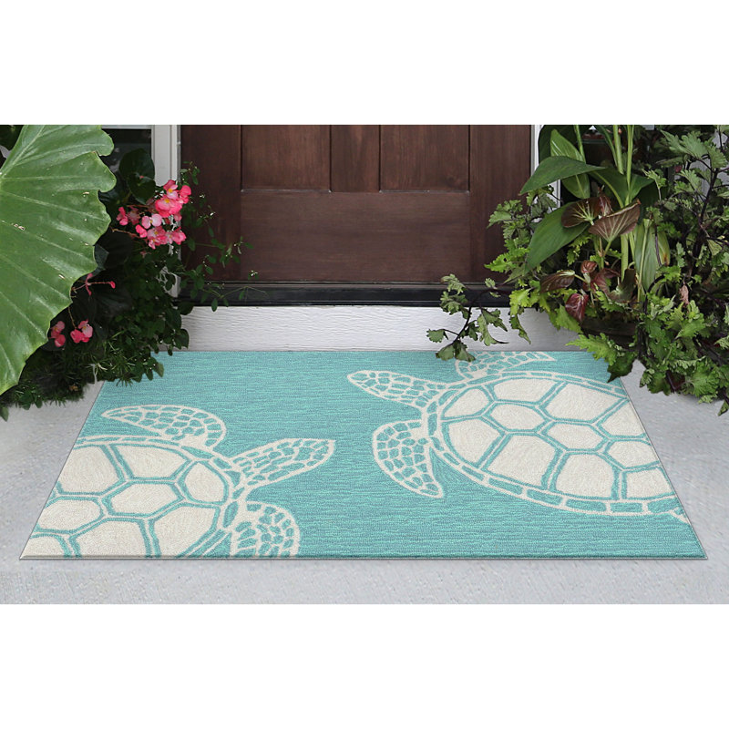 Tapis intérieur / extérieur bleu Walczak, Rectangle 2 pi x 3 pi