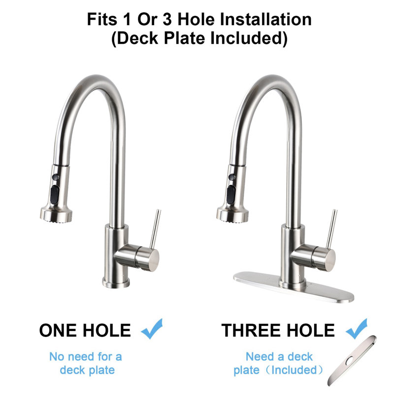 Kitchen Faucet With Stainless Steel Pull Down In Brushed Nickel - Scratch , Rust , Spot- Finish, 360 Swivel Spout, 1.8Gpm Flow Rate Spray Scratchproof, Rustproof, Spot- Max