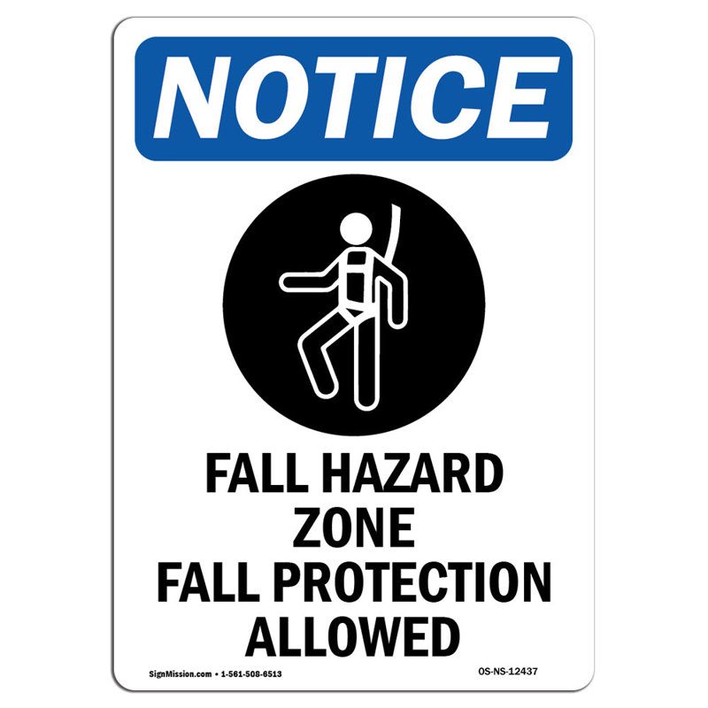 Fall Hazard Zone Fall Sign