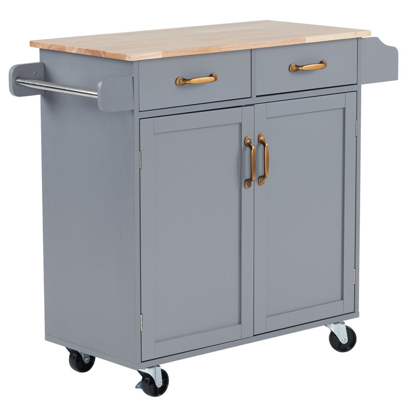 Amedeu Solid Wood Top Kitchen Cart