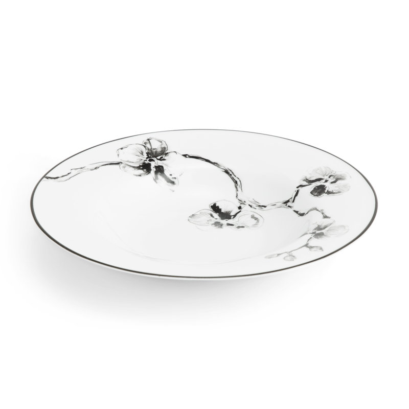 Black Orchid Rimmed Serving Bowl