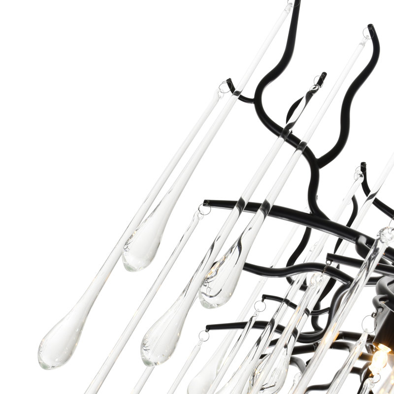 Modern Statement 26" Black Chandelier for Dining Room Living Room Kitchen Foyer Bedroom Entryway, 12-Light with G9 Bulb Base