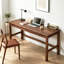 Bureau à mortaise simple en noyer noir pur à 2 tiroirs-381786177