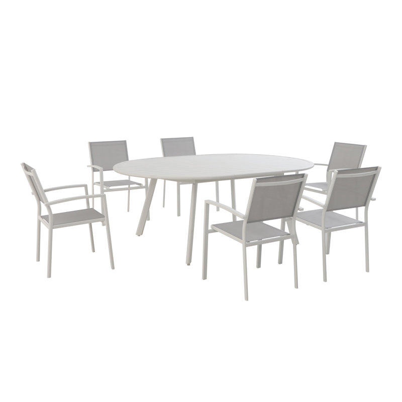 Ensemble de salle à manger 7 pièces, Blanc