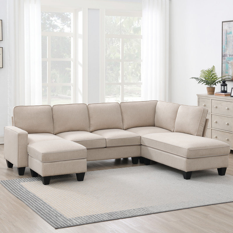 Khristine Upholstered Sectional Right Hand Facing, Khaki 100% Polyester