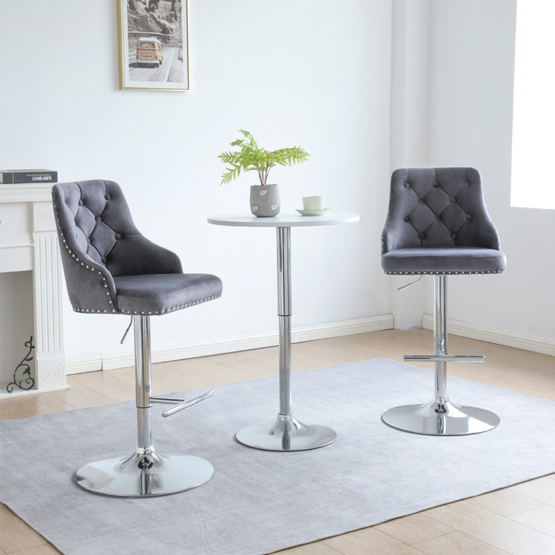 Cano Swivel Upholstered Adjustable Height Counter Stool, Grey