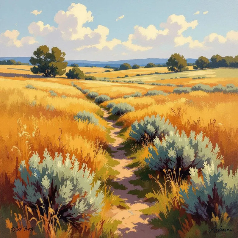 Amber Prairie Path - Wrapped Canvas Print, 40" H x 40" W