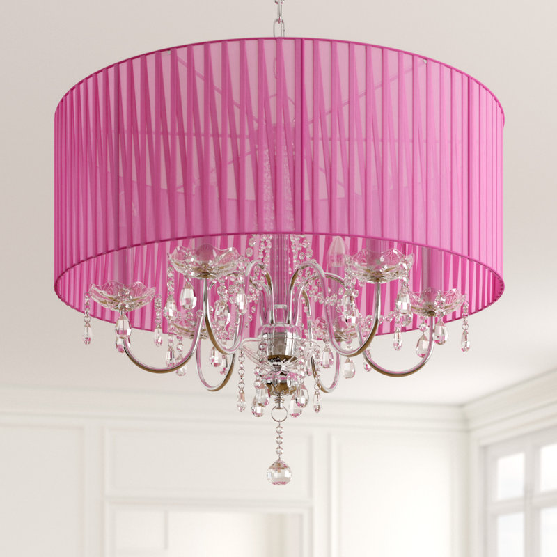 Laurent 8 - Light Drum Chandelier, Pink