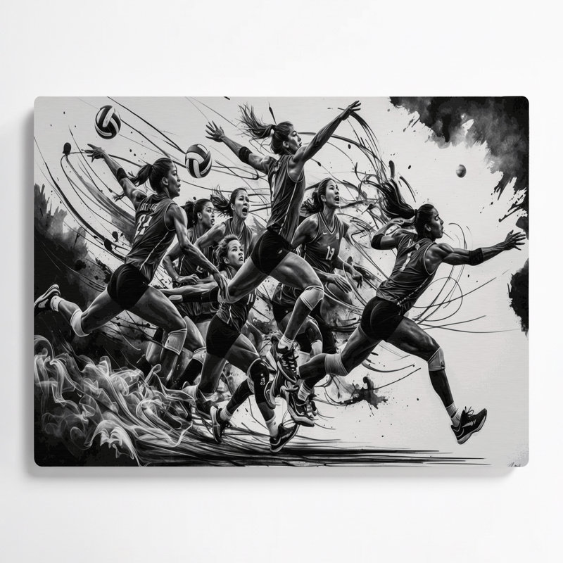 Art mural gris en métal Sports Volleyball, H 20 po x l 24 po x P 0,05 po