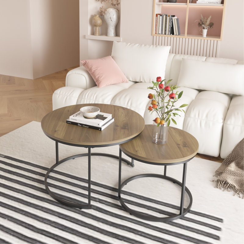 Ensemble de 2 tables basses gigognes, Brown Wood