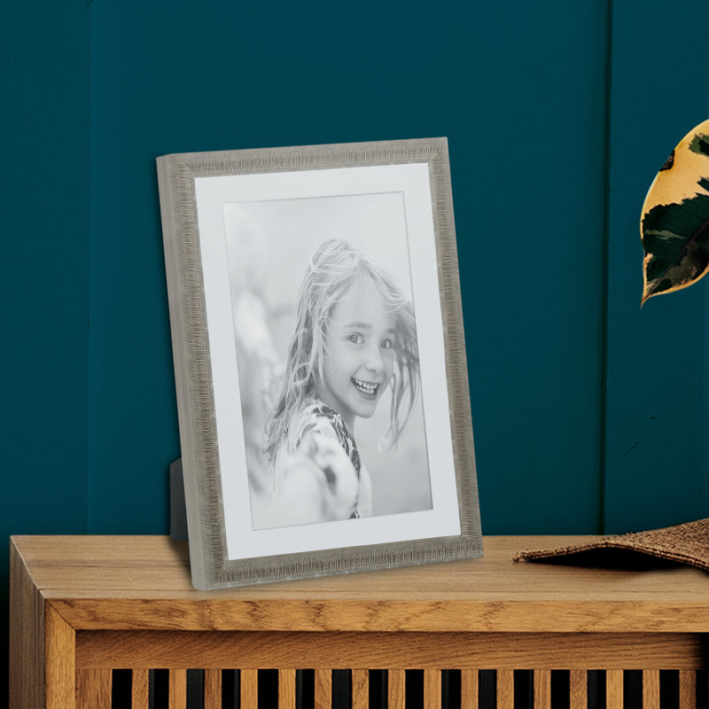 Wood Picture Frame with Mat, Chrome, 5" x 7", 8" x 10"
