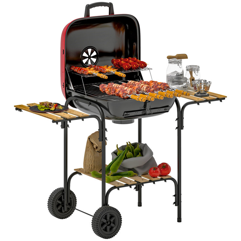 Dakota Fields 98cm W Charcoal Grill, Red
