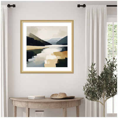 «Mountain Lake Modern Abstract Landscape» par The Creative Bunch Studio, reproduction d'art encadrée