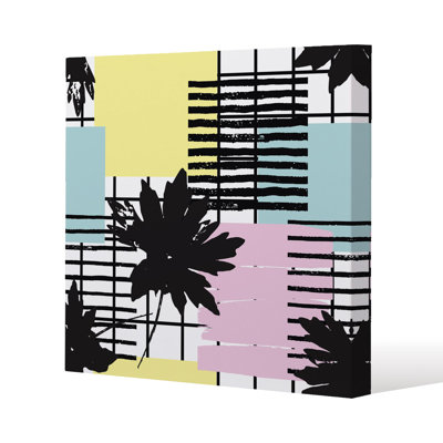 Geometric Shape & Leaf Print Slim Style Canvas Print