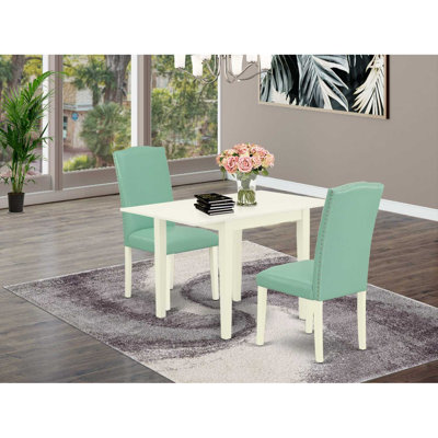 3-Piece Linen White Finish Solid Wood Top Dining Table Set by Red Barrel Studio