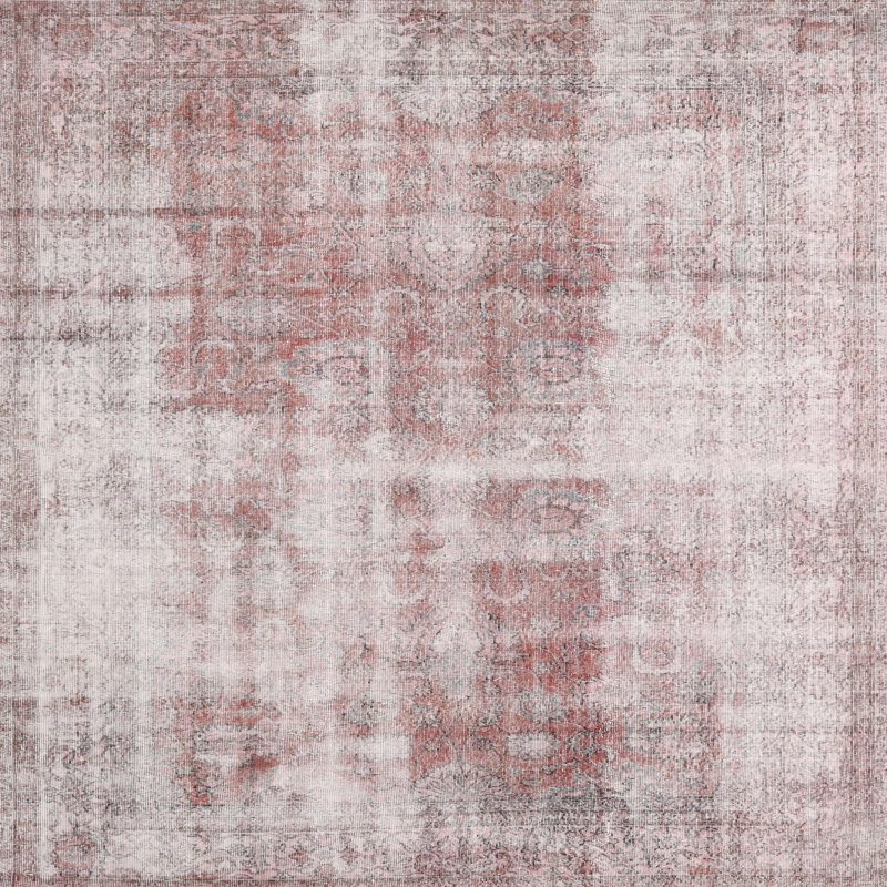 Tapis gris / rose en laine Shumpert, Rectangle 7 pi x 10 pi