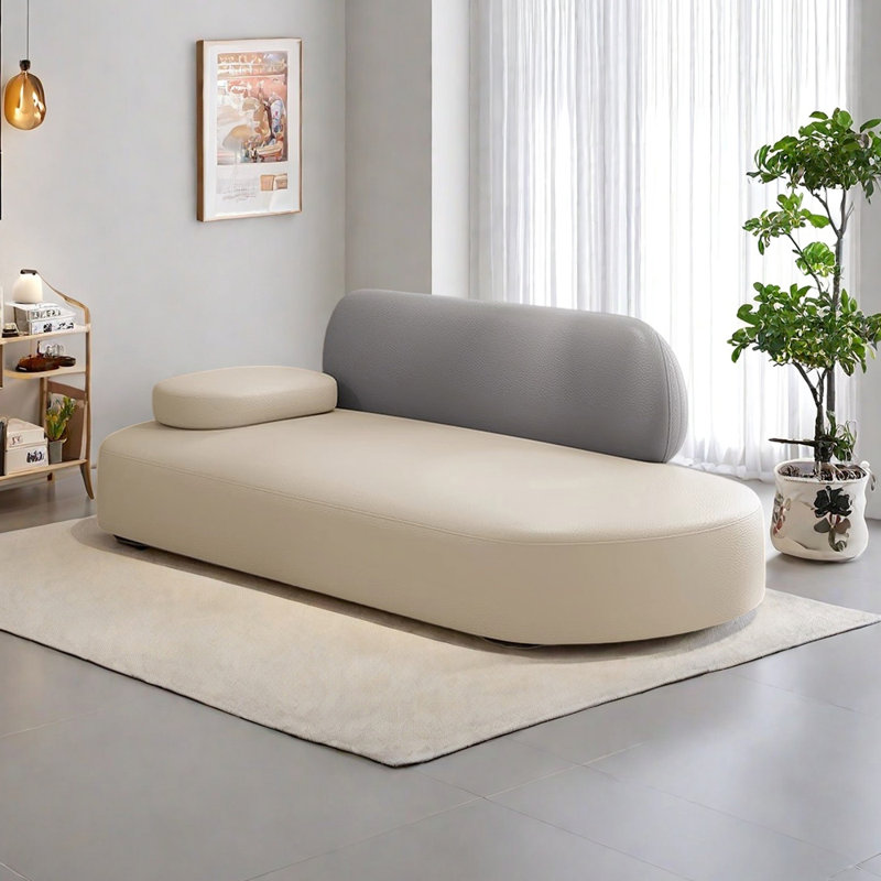 Méridienne légère et luxueuse, Orienté à gauche (vu de face), Gris clair/beige