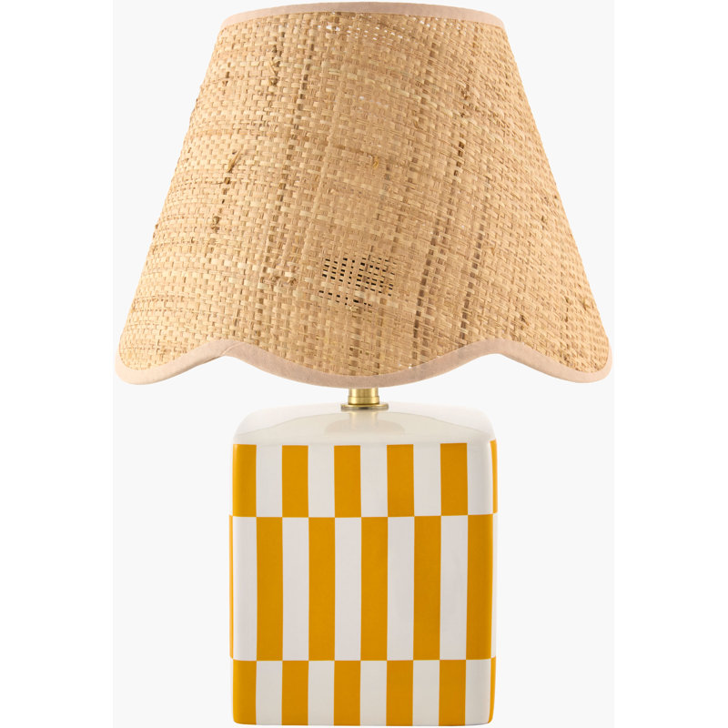 Lampe de table Evert, Jaune, Beige, Rotin