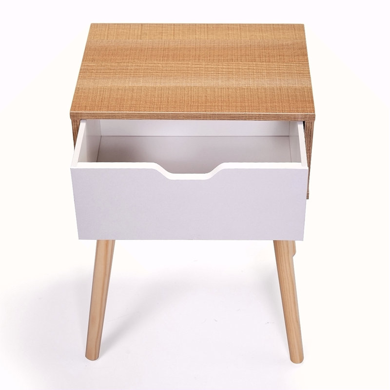 Ensemble de 2 tables de chevet, table de bout moderne avec tiroir, table d'appoint en bois pour le salon et la chambre à coucher, mobilier de maison, naturel