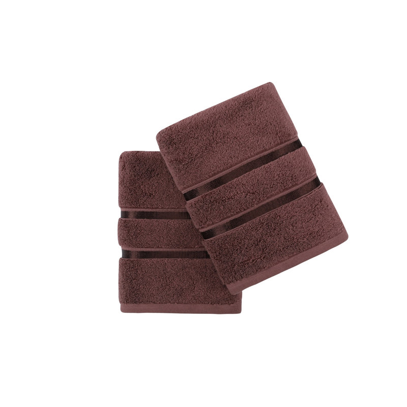 Benzant 2 Piece 100% Cotton Hand Towel Set, Brown