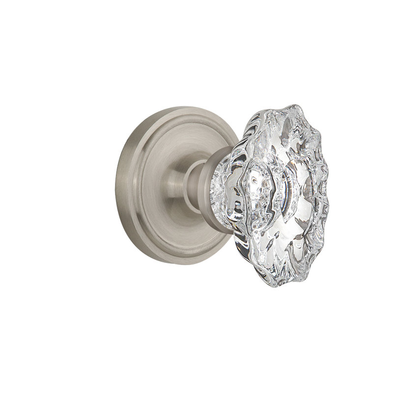 Classic Rosette with Chateau Door Knob, Satin Nickel, 2.375"