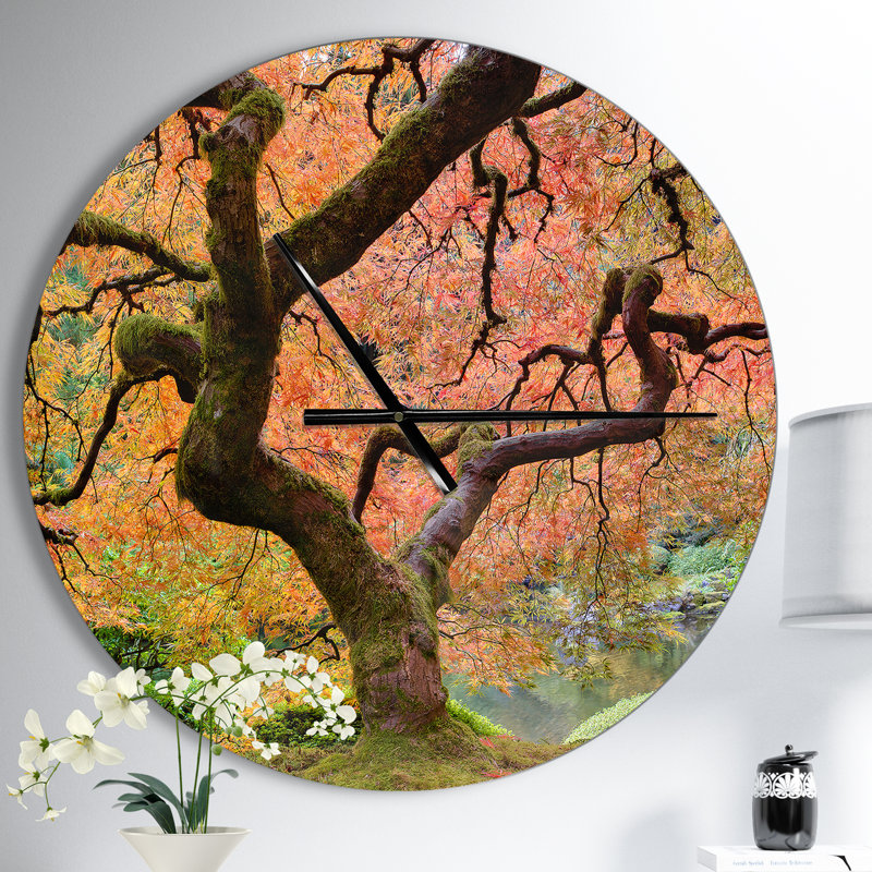 Automne érable - horloge murale moderne, Moyen