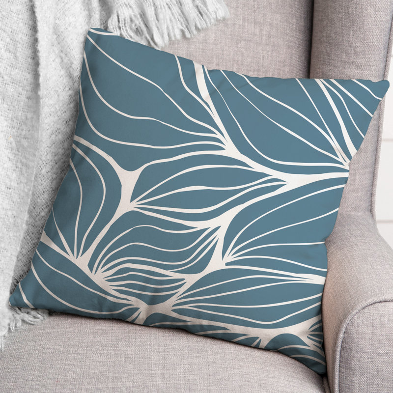Coussin décoratif intérieur / extérieur à motif floral, Bleu