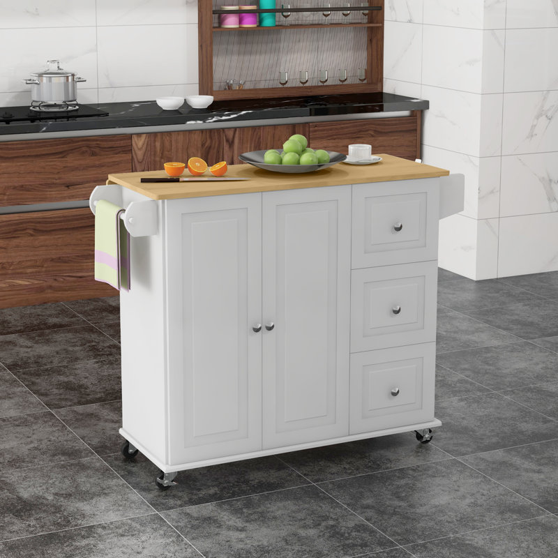 115 cm W Kitchen Island with Solid Wood Top