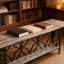 Table basse, console à 2 niveaux, canapé-1190585780