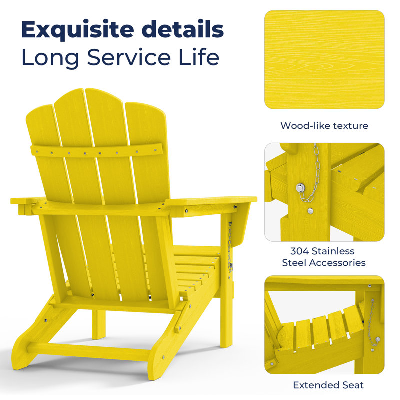 Chaise Adirondack pliante en plastique Wolak, Jaune