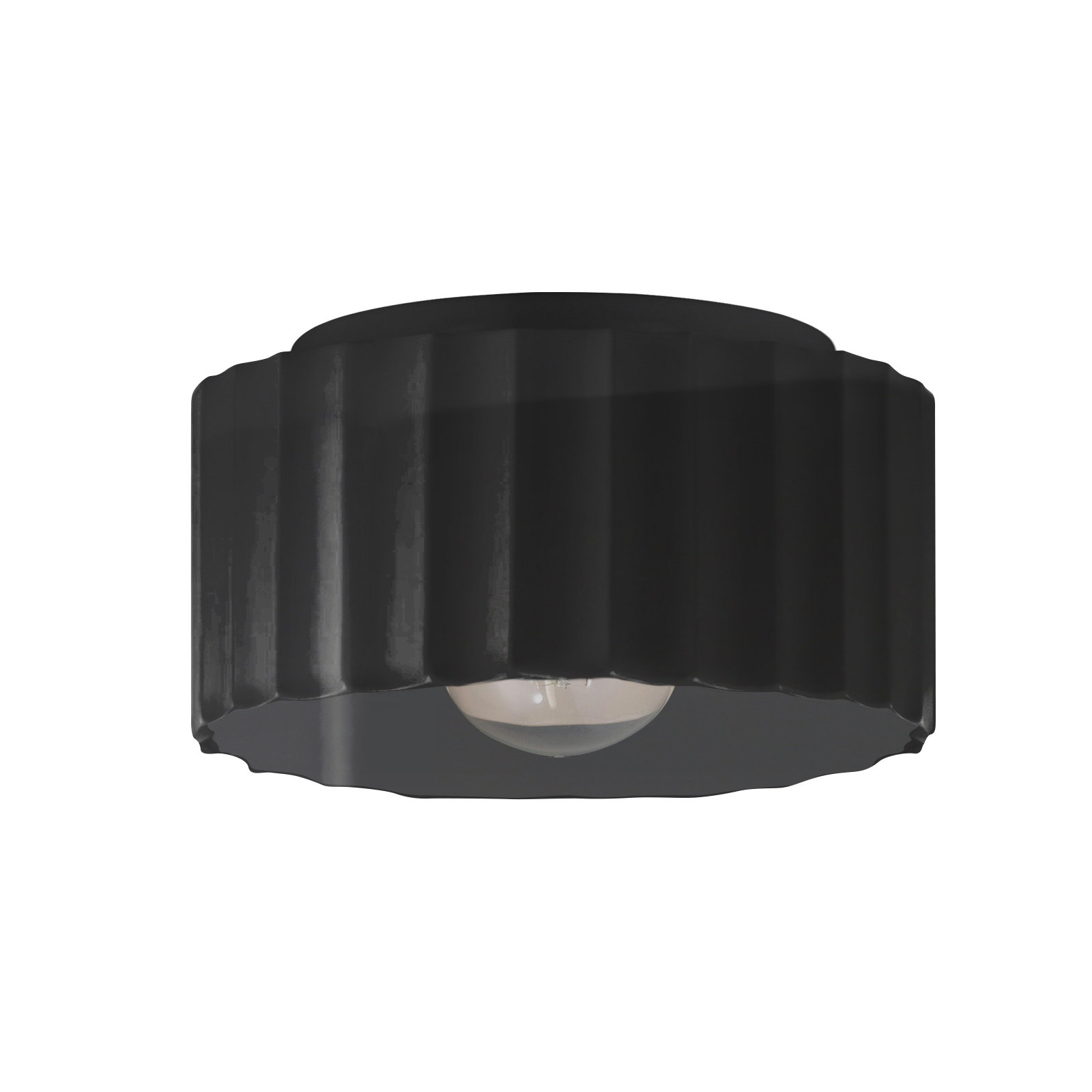 Colgate Single Light Ceramic Flush Mount, Gloss Black, 6.5" H x 10" W x 10" D