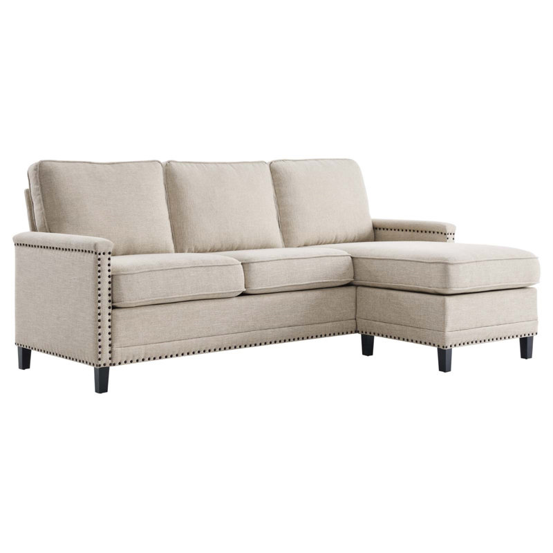 Ashton Upholstered Fabric Sectional Sofa, Beige Polyester