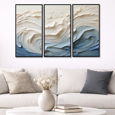 Clareen - Coastal Waves Canvas Wall Art Set (Set of 3)