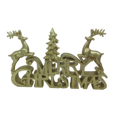 Resin Gold Metallic Merry Christmas Ornament
