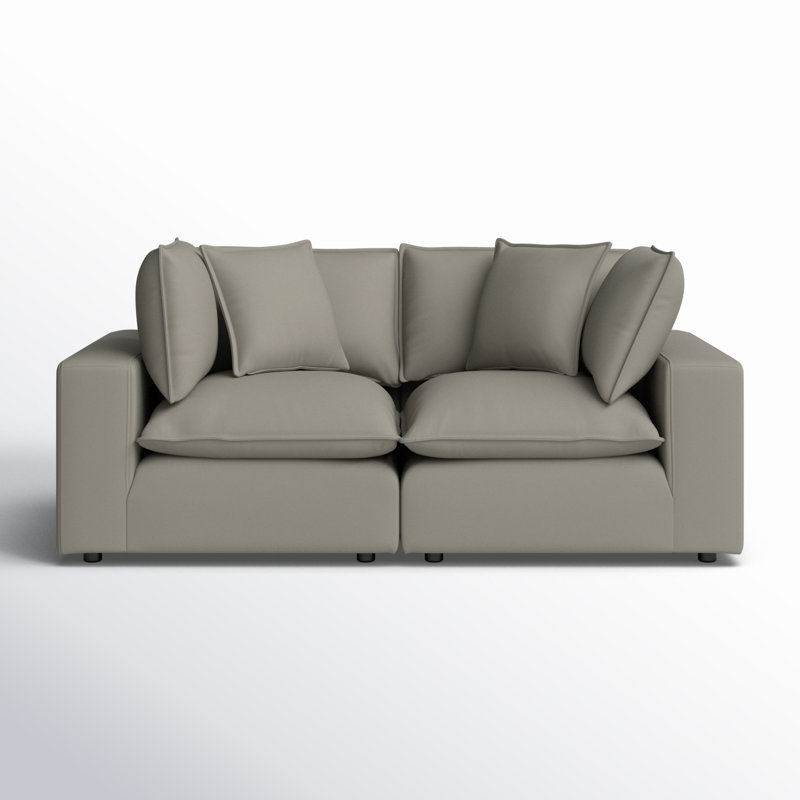 Ellaria 80.4" Square Arm Modular Loveseat with Reversible Cushions, Slate Polyester Blend