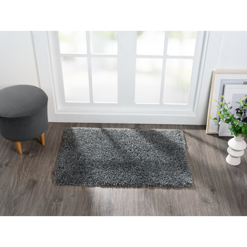 Shaggy Lush dark grey Rug, Rectangular 60 x 90cm