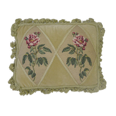 Rose Needlepoint Throw Pillow