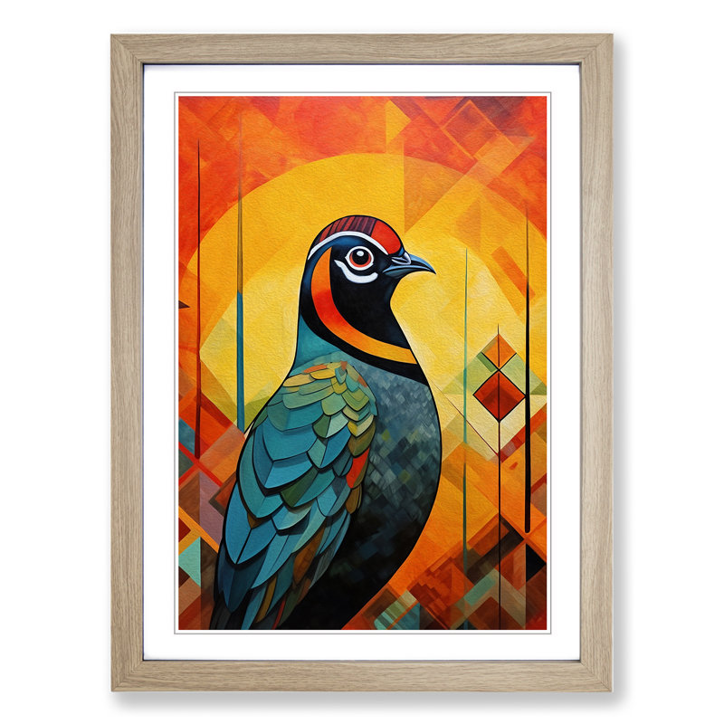 Partridge - Single Picture Frame Print on Wood, Oak Framed, 34cm H x 25cm W