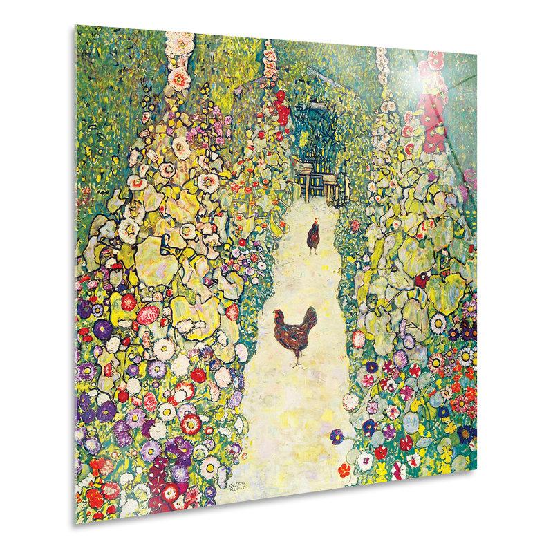 Garden Path With Chickens by Gustav Klimt - No Frame Painting on Plastic / Acrylic, 65cm H x 65cm W