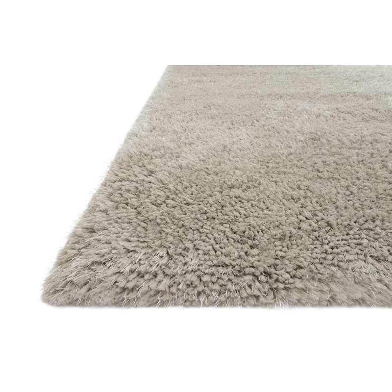 Tapis poils longs zone grise fait main Montanez, Rectangle 2 pi 3 po x 3 pi 9 po