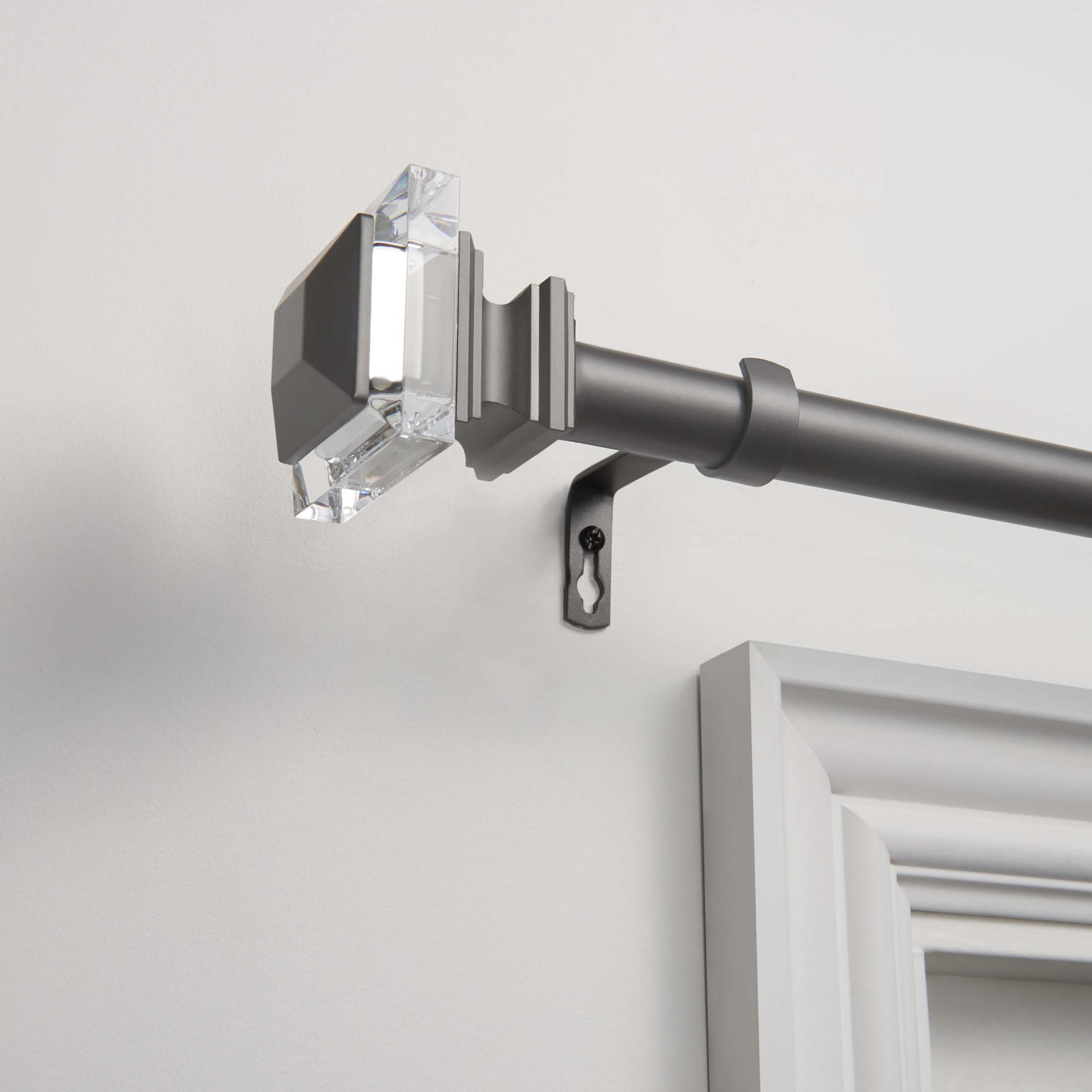 Illinois Single Curtain Rod, 36" - 72" W, Gunmetal