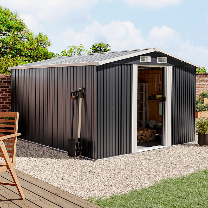 Black Garden Metal Storage Shed