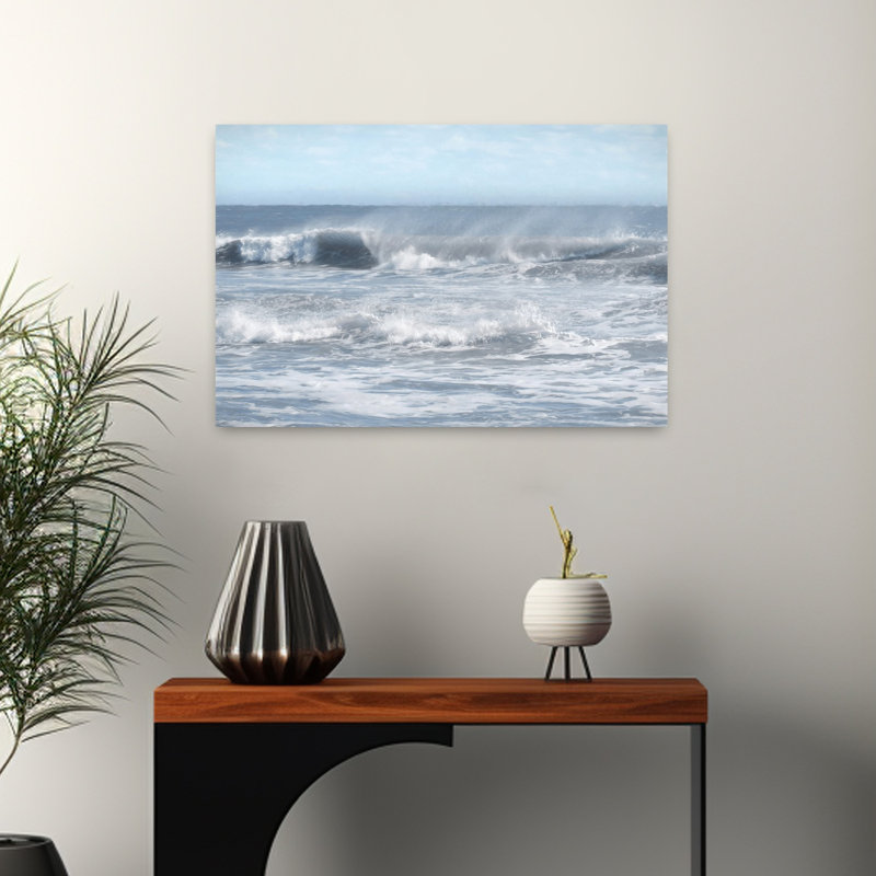 Vagues et embruns, paysage côtier abstrait, H 16 po x l 24 po