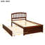 Lit plateforme simple en noyer avec lit gigogne convertible - Structure en bois de taille polyvalente et chambre élégante-357621724