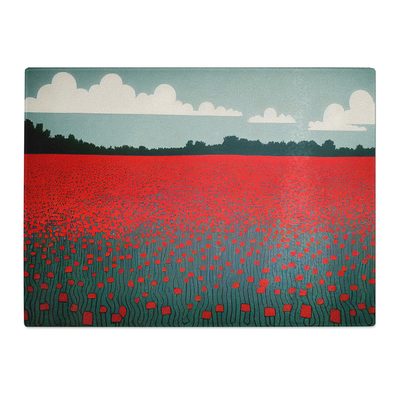 Sublime Poppy Field Flowers  Glass Chopping Board